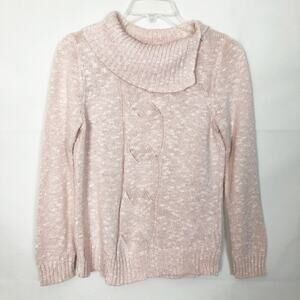 Sag Harbor Asymmetrical Cowl Neck Metallic Pink Sweater Size PM
